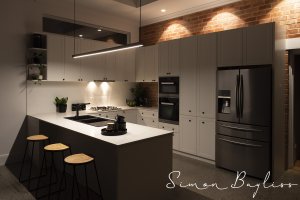 Kitchen Lights &amp; Red Brick
